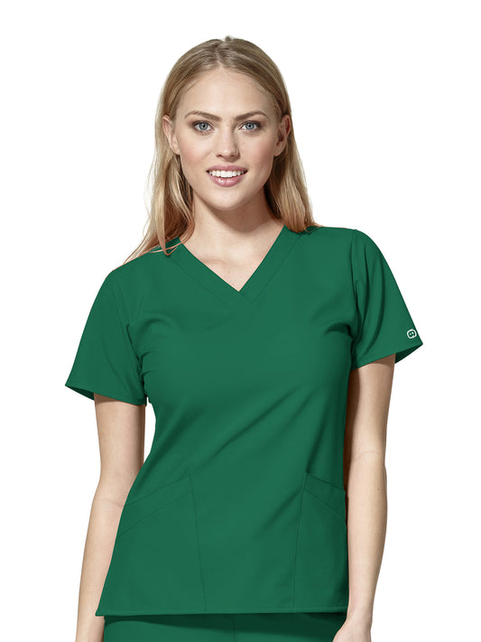 Women's Two-Pocket Basic V-Neck Top