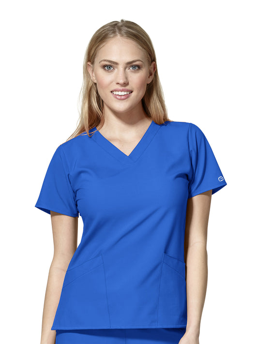 Women's Two-Pocket Basic V-Neck Top