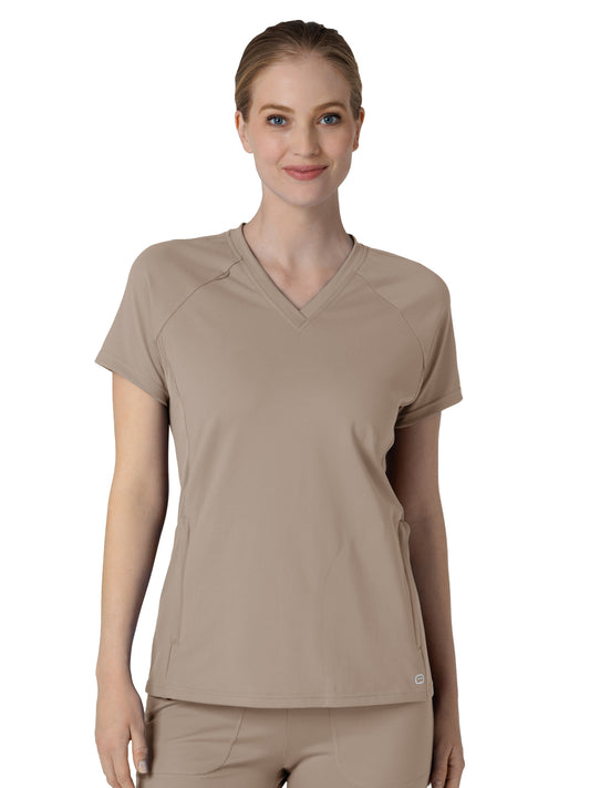 Women's Four-Pocket Flex-n-Reach V-Neck Raglan Scrub Top