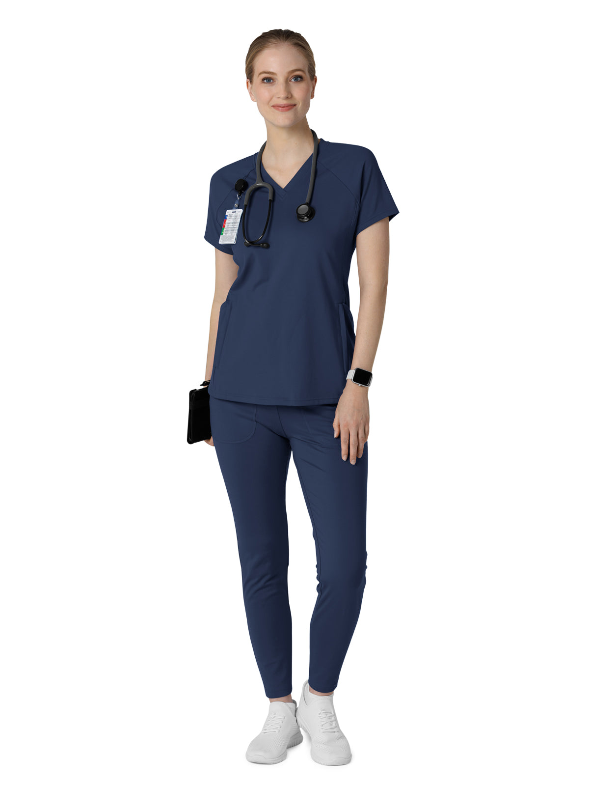 Women's Four-Pocket Flex-n-Reach V-Neck Raglan Scrub Top