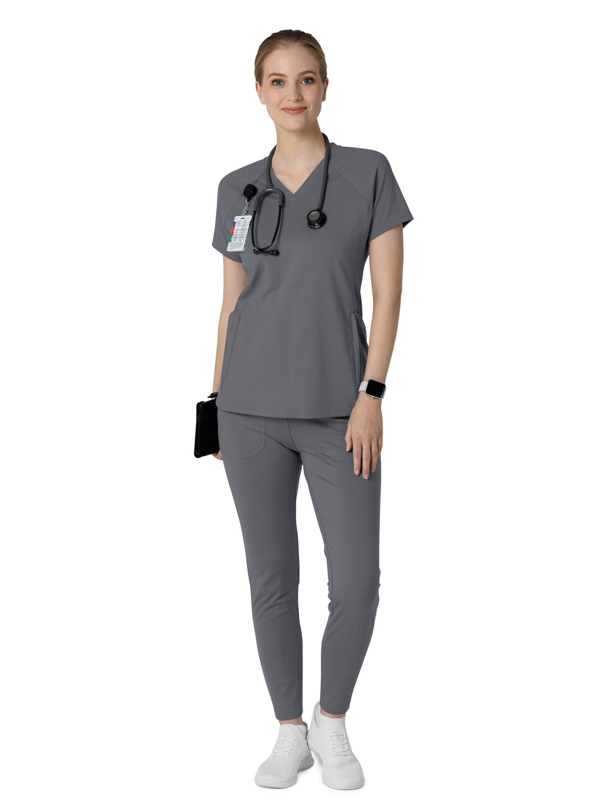 Women's Four-Pocket Flex-n-Reach V-Neck Raglan Scrub Top