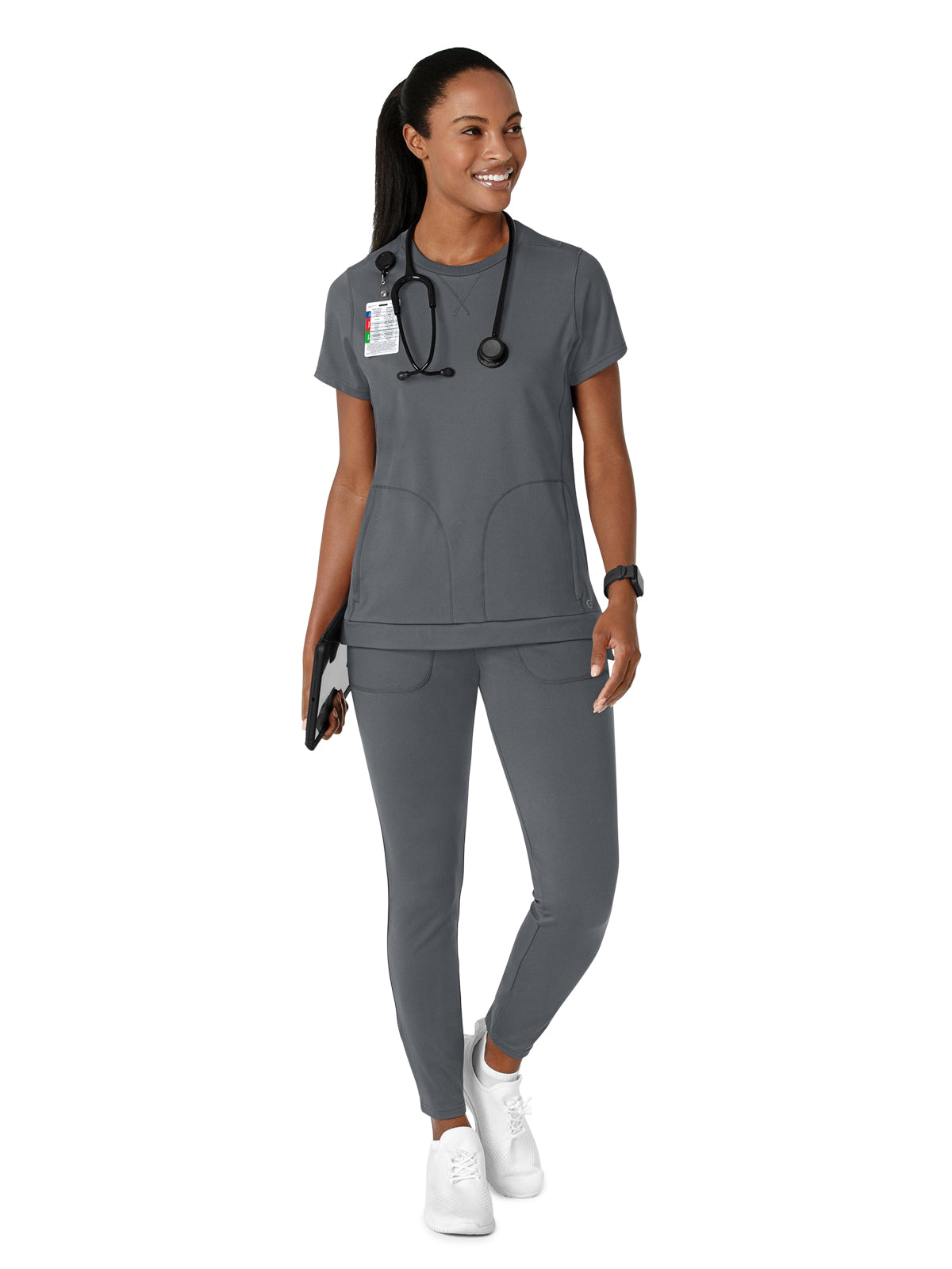 Women's Two-Pocket Flex-n-Reach Crew Neck Scrub Top