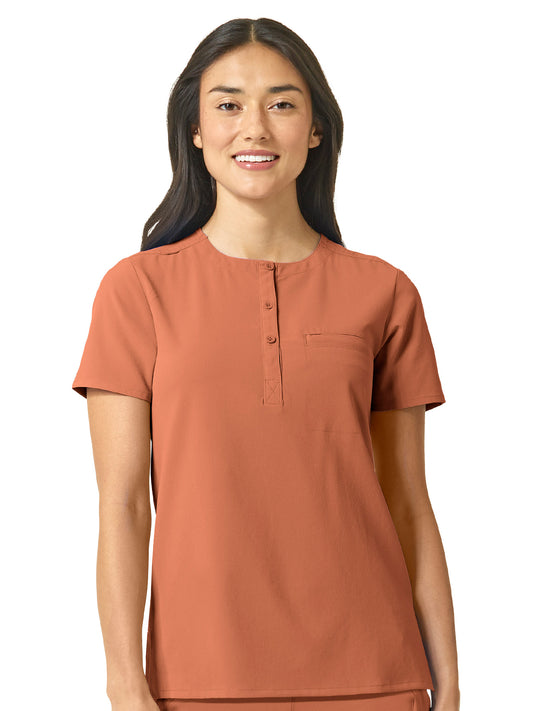 Women's One-Pocket Mandarin Collar Tuck-In Top