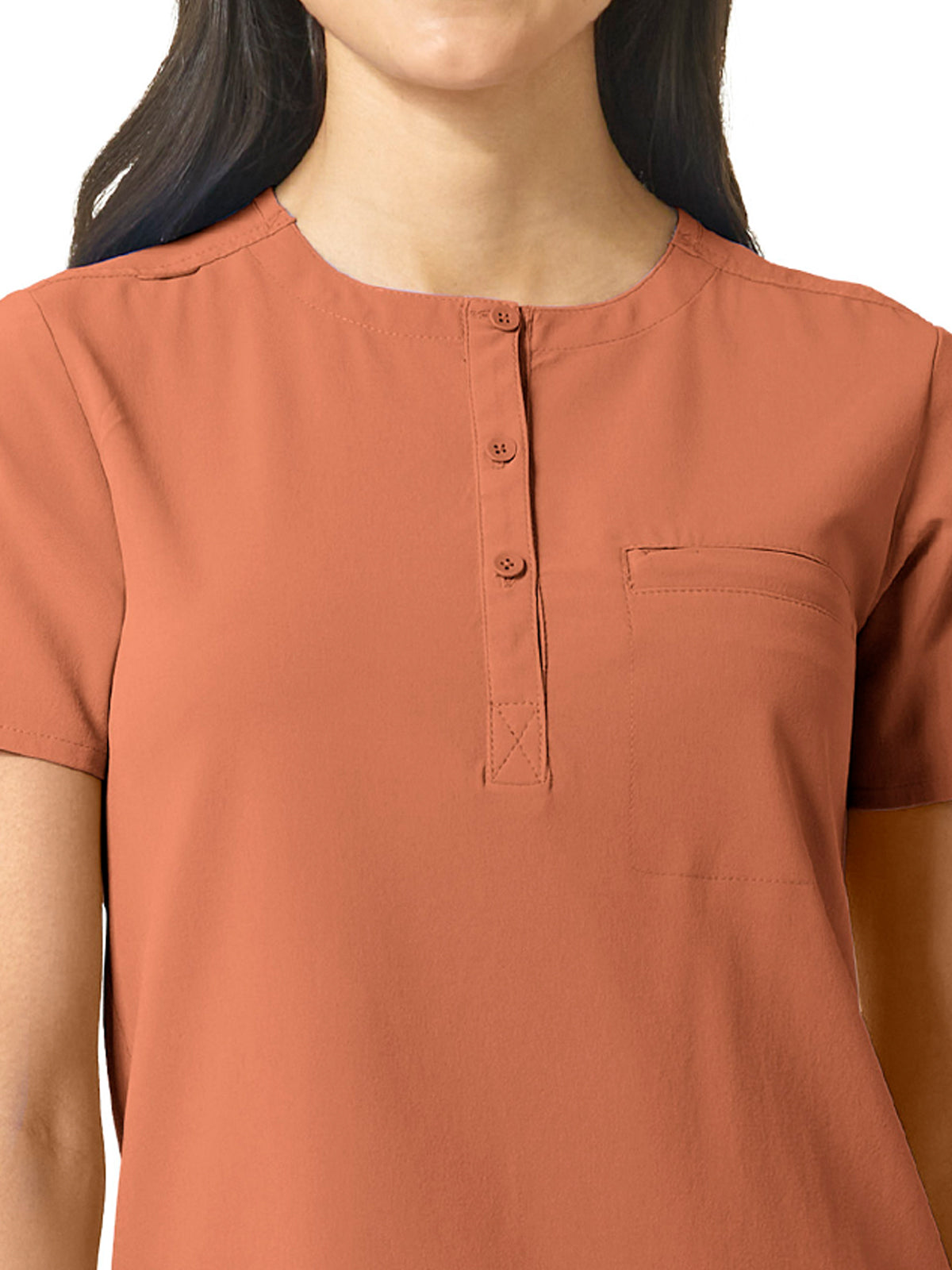 Women's One-Pocket Mandarin Collar Tuck-In Top