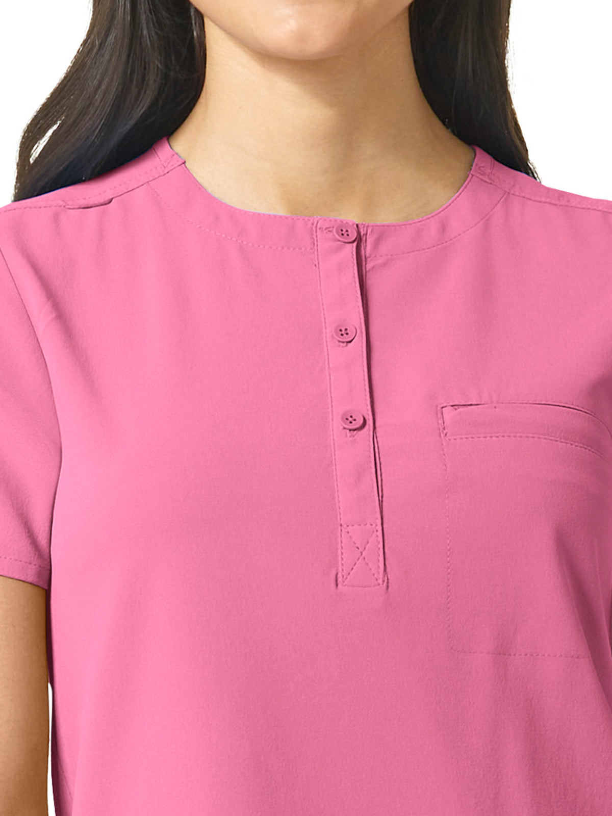 Women's One-Pocket Mandarin Collar Tuck-In Top