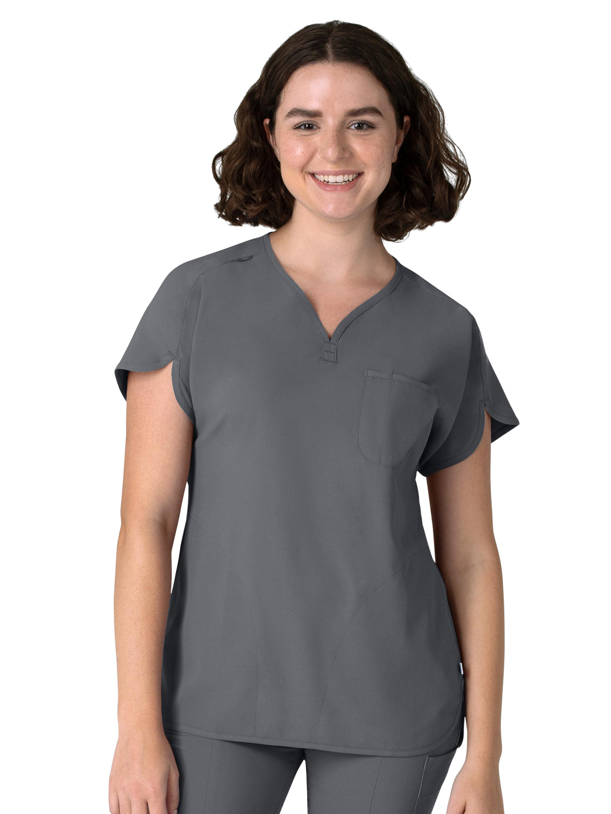 Women's Three-Pocket Y-Neck Dolman Scrub Top