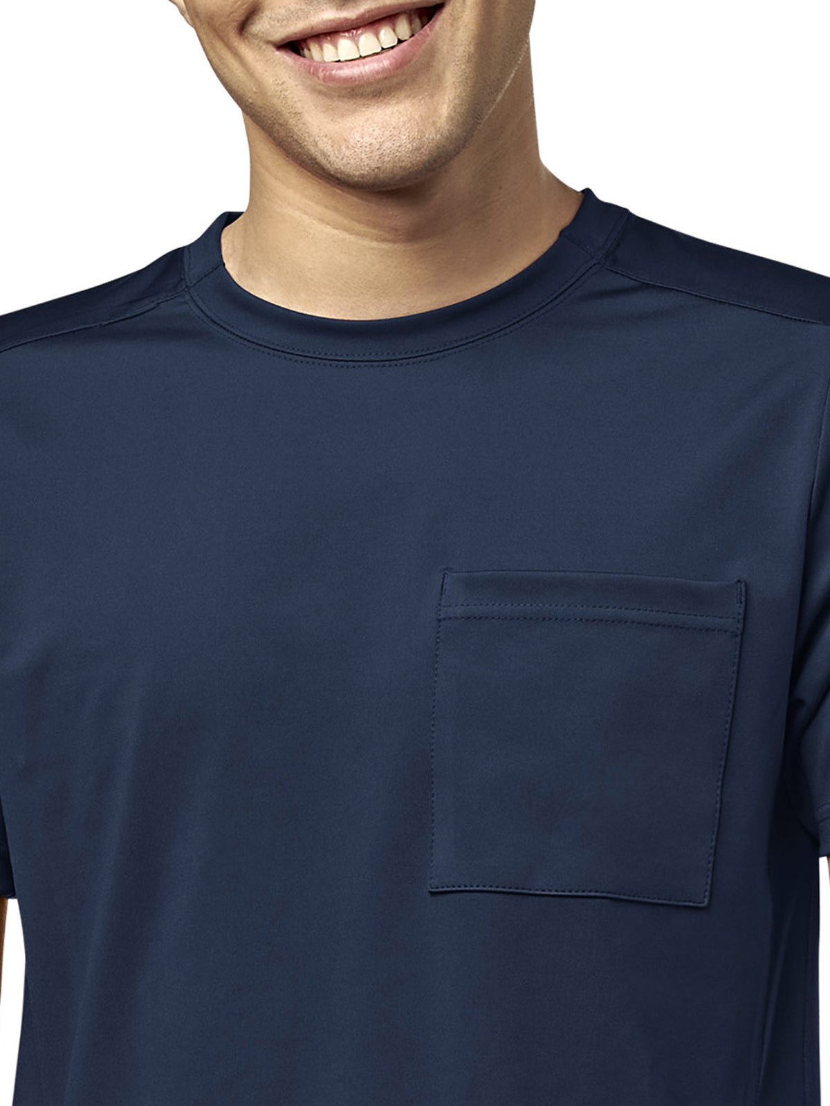 Men's One-Pocket Crew Neck Scrub Top