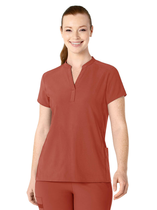 Women's Four-Pocket Mandarin Collar Scrub Top