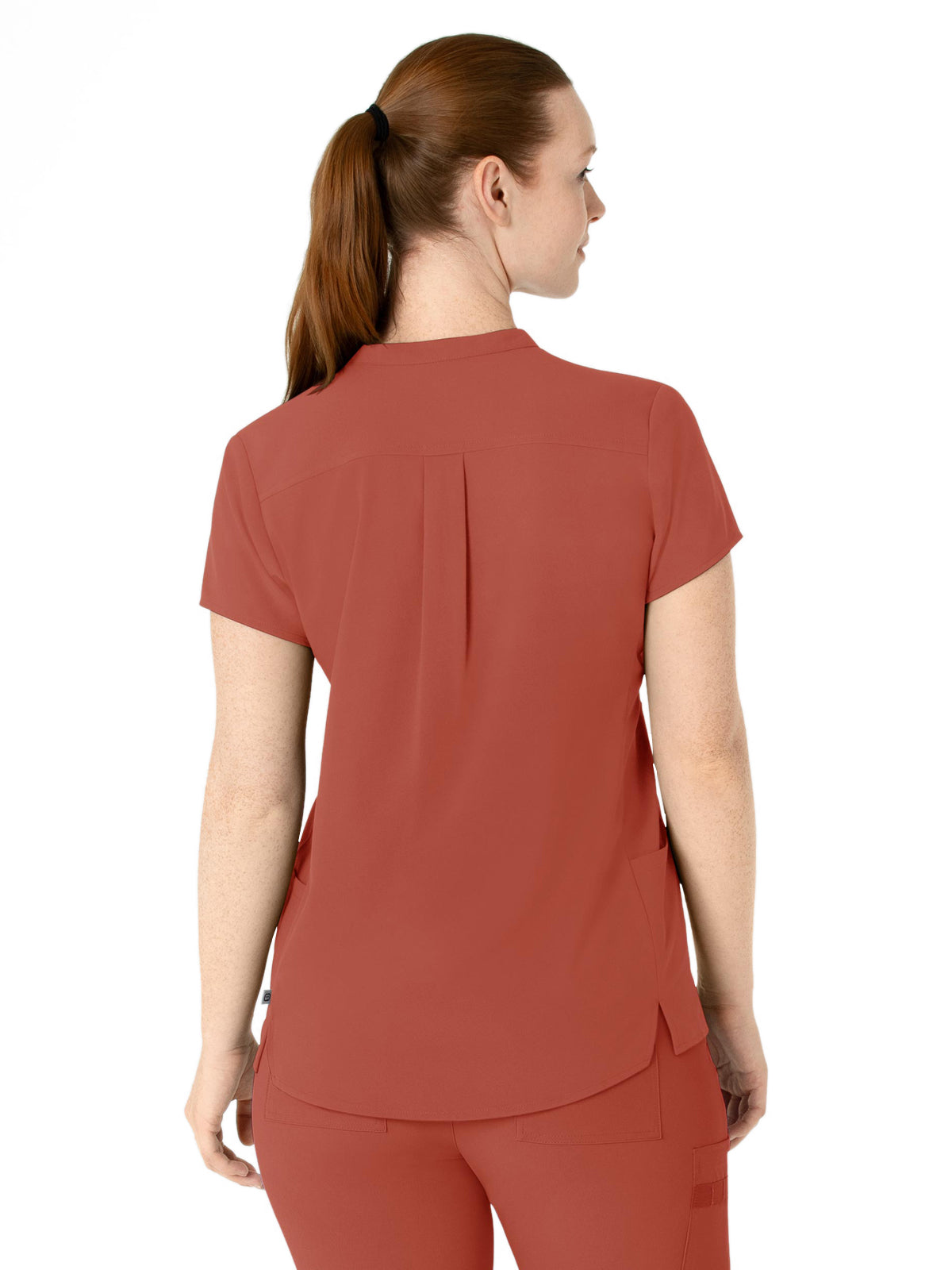 Women's Four-Pocket Mandarin Collar Scrub Top