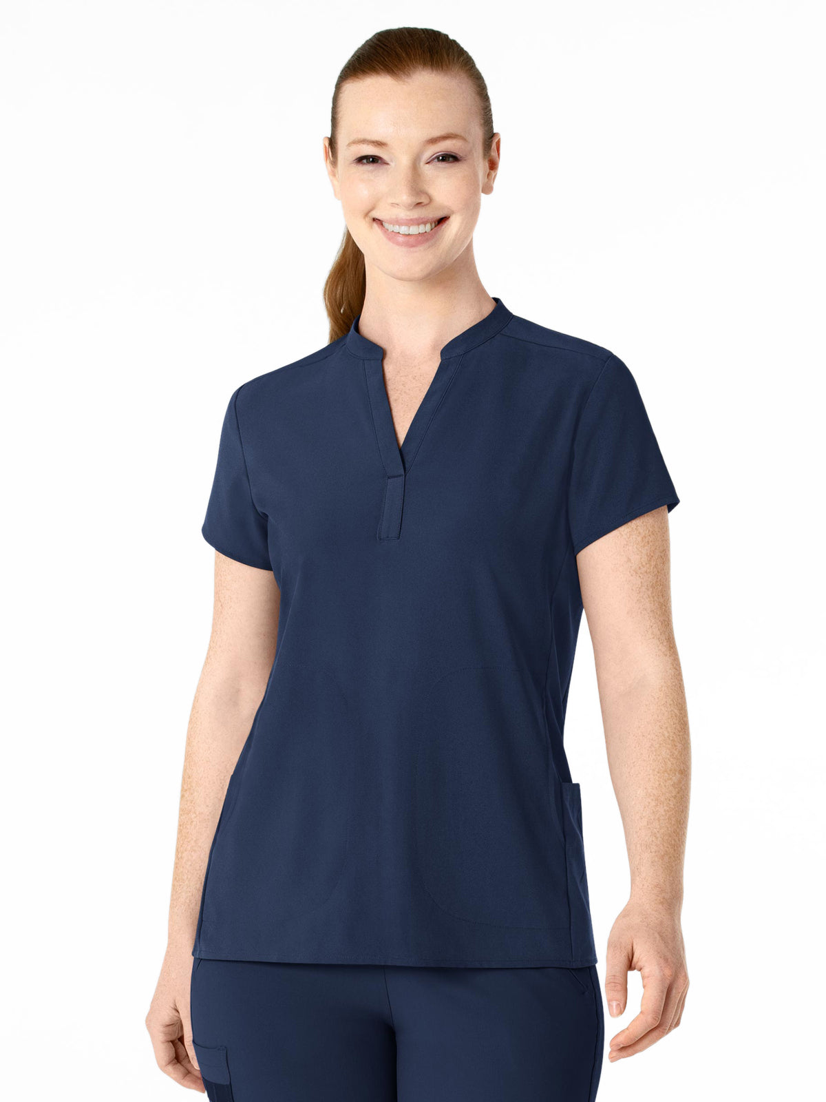 Women's Four-Pocket Mandarin Collar Scrub Top