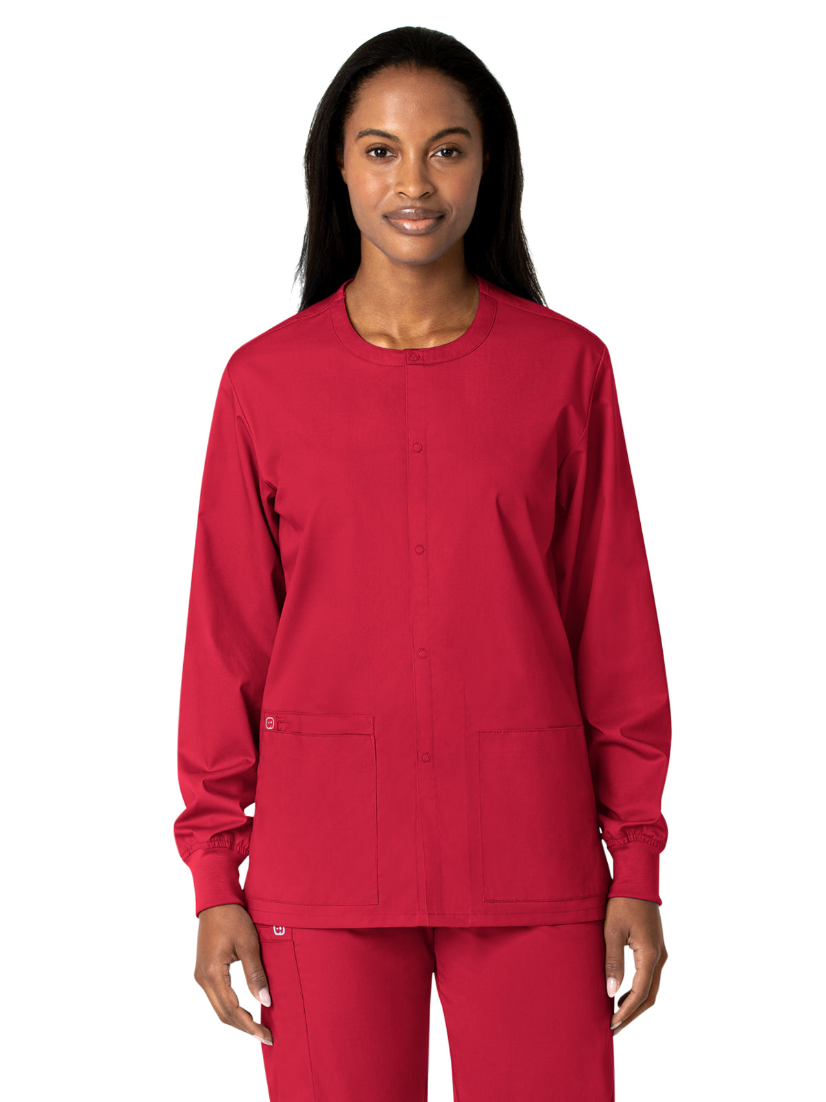 Unisex Five-Pocket Snap Front Scrub Jacket