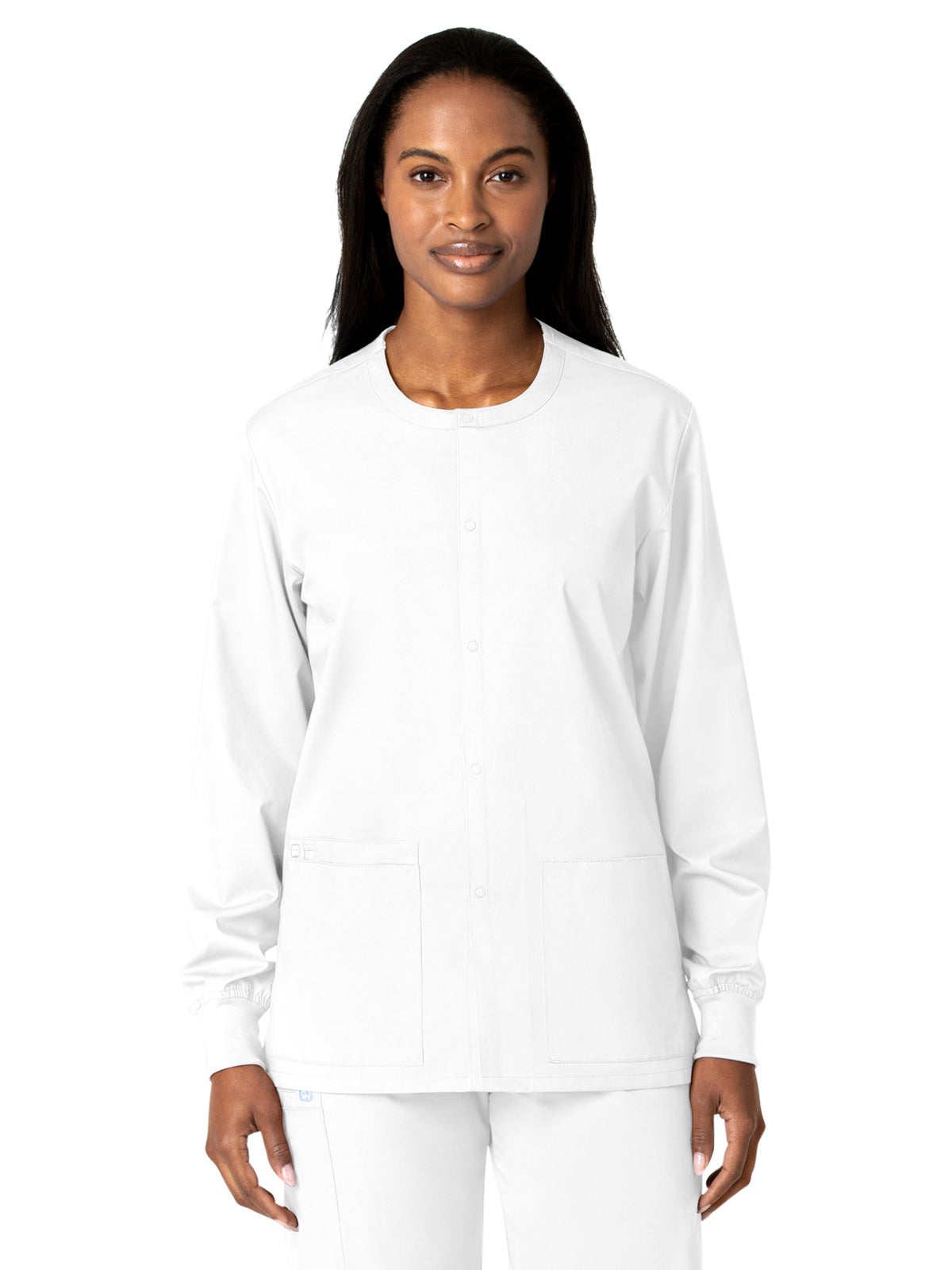 Unisex Five-Pocket Snap Front Scrub Jacket