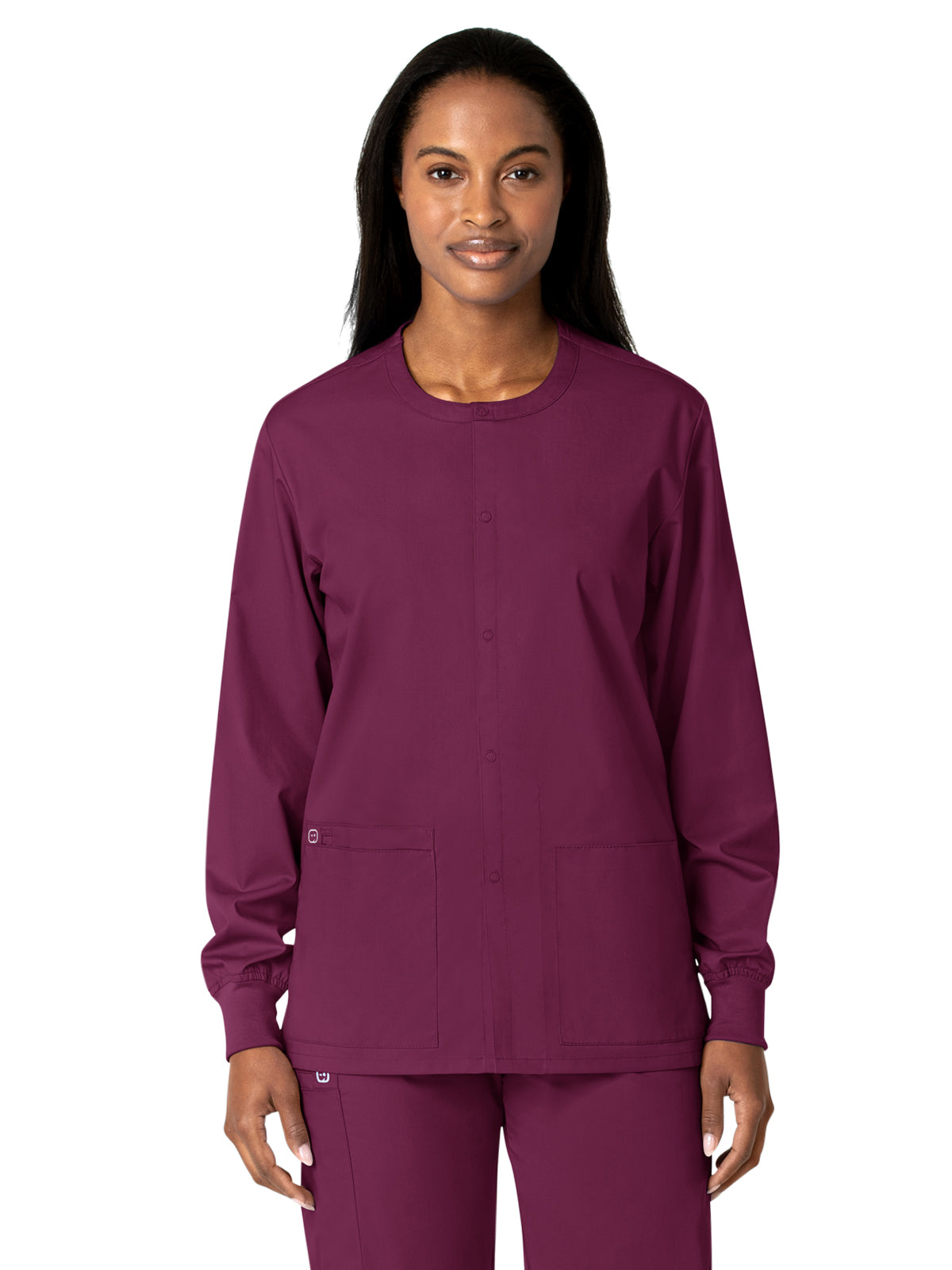 Unisex Five-Pocket Snap Front Scrub Jacket