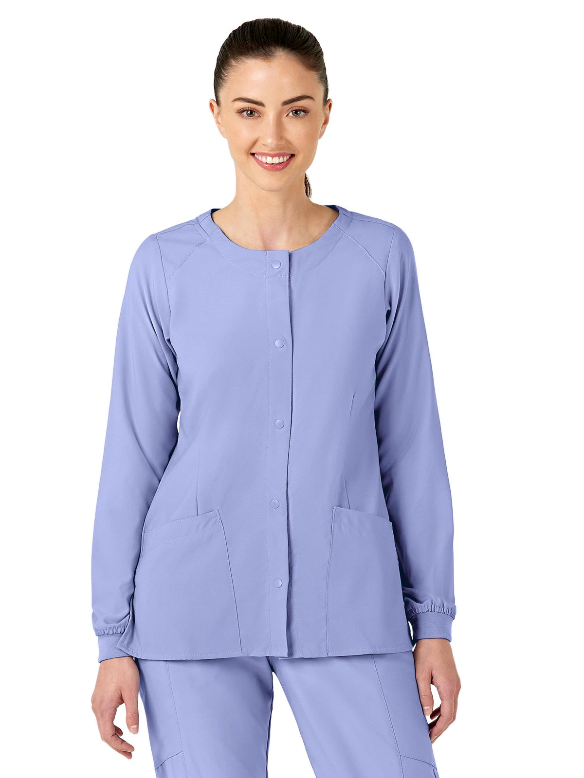 Women's Two-Pocket Crew Neck Scrub Jacket