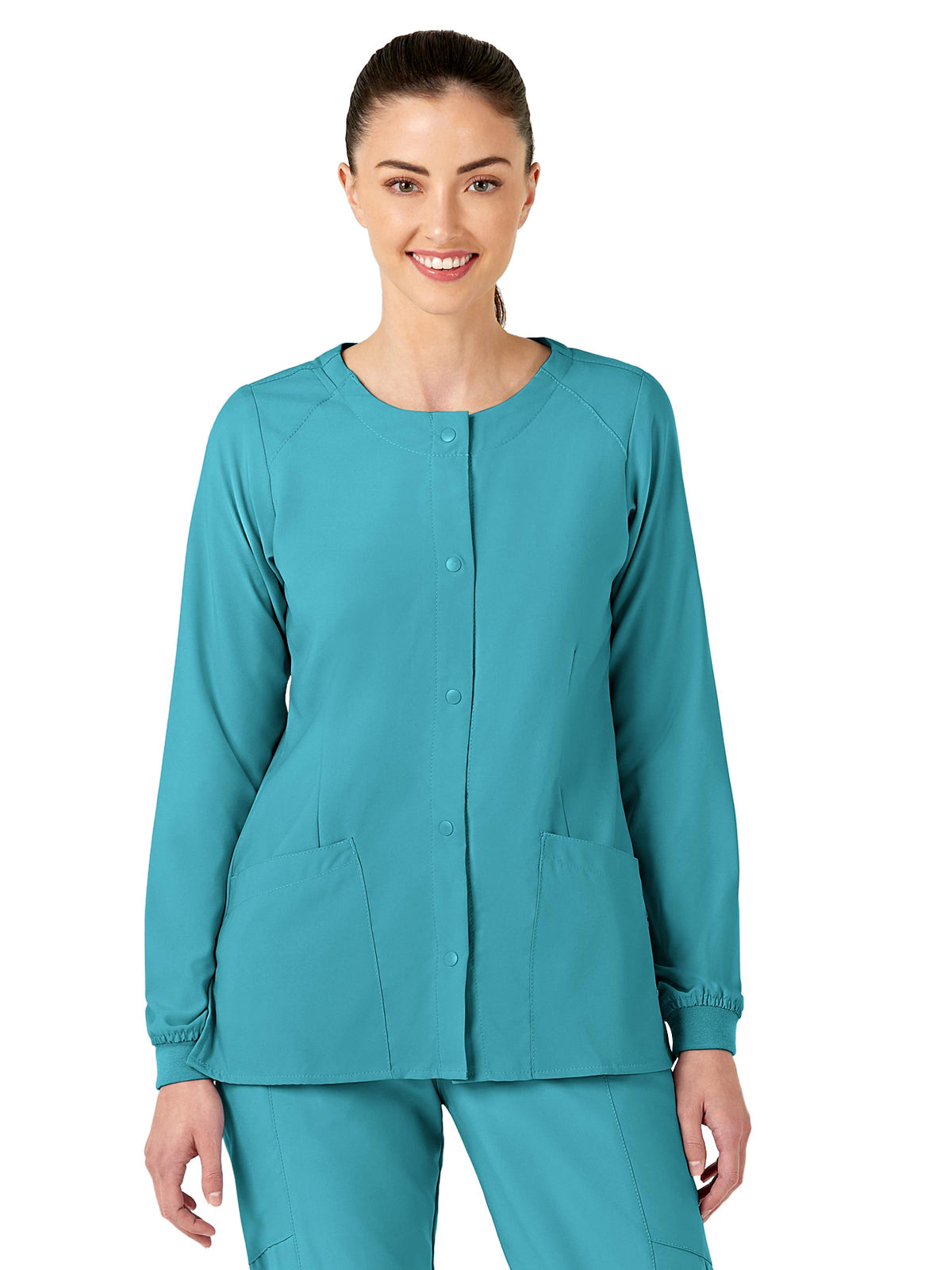 Women's Two-Pocket Crew Neck Scrub Jacket