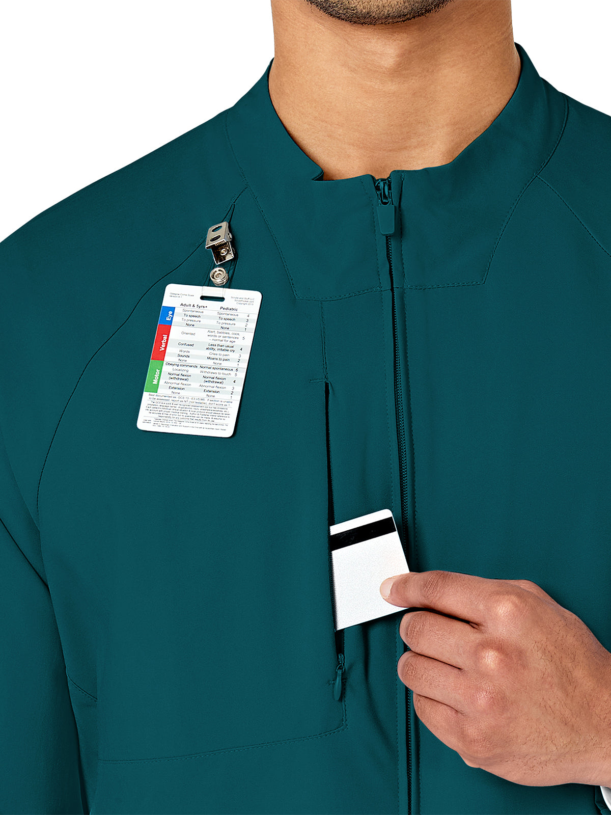 Men's Three-Pocket Zip-Front Warm-Up Scrub Jacket