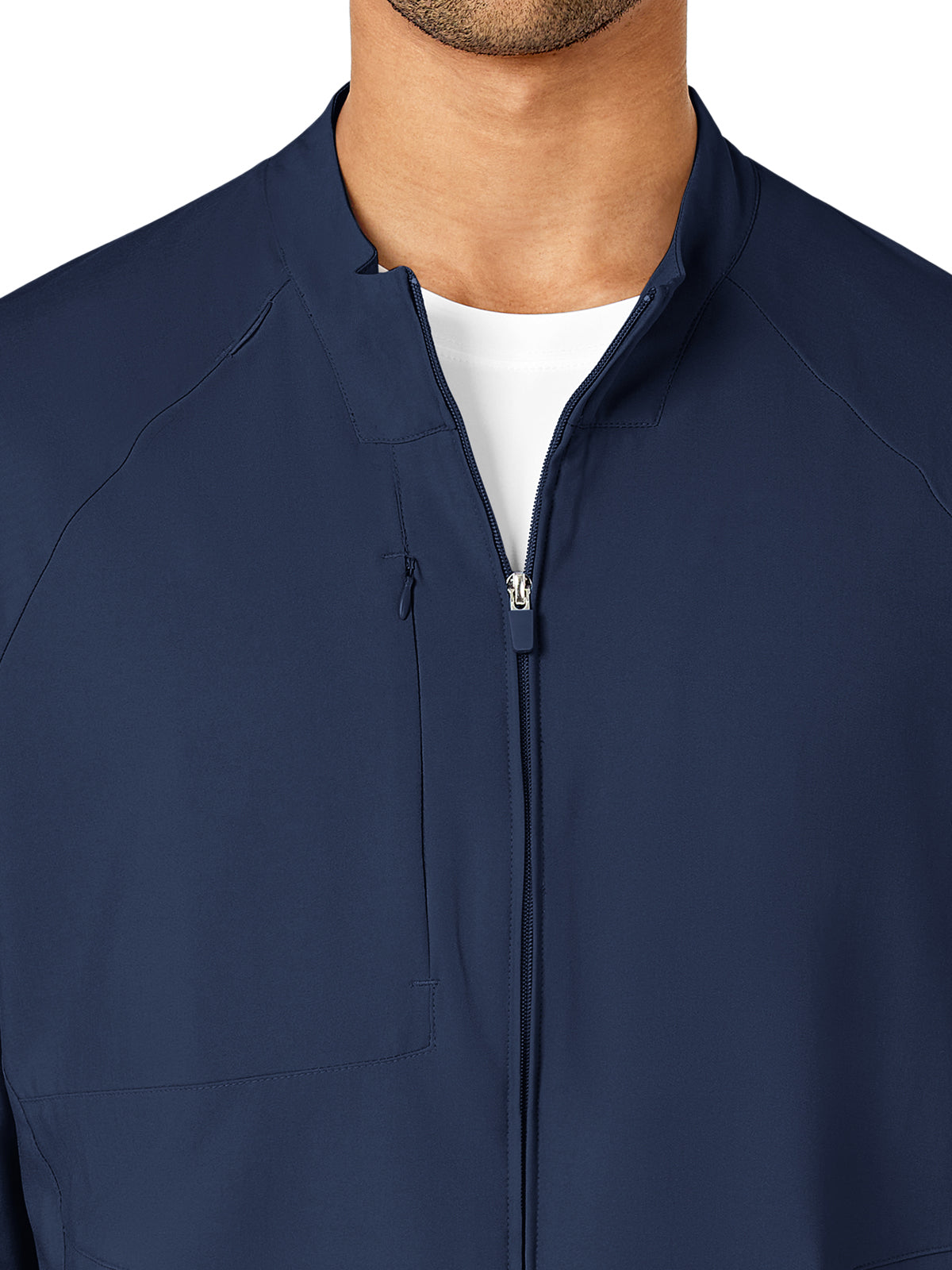 Men's Three-Pocket Zip-Front Warm-Up Scrub Jacket