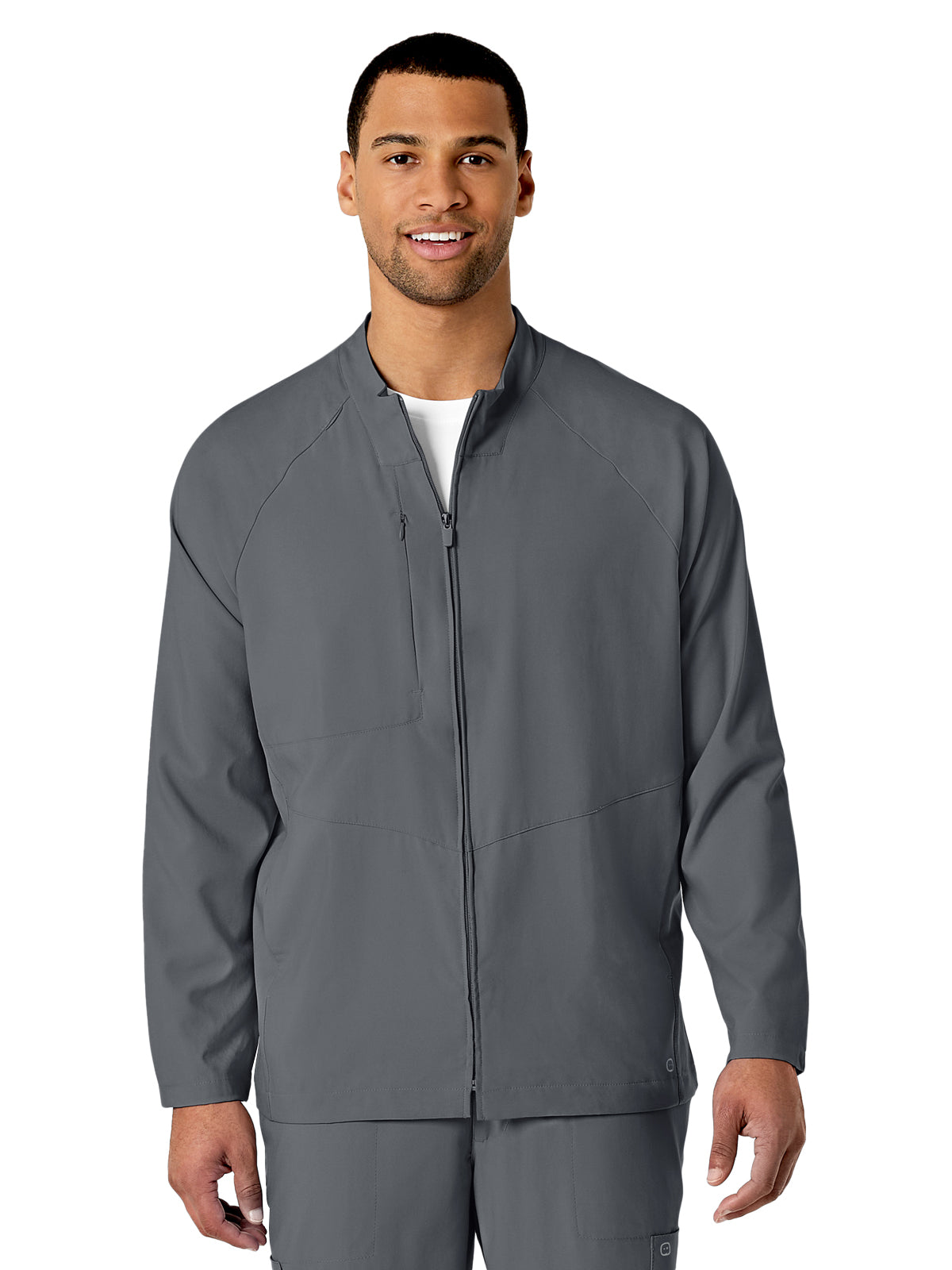 Men's Three-Pocket Zip-Front Warm-Up Scrub Jacket