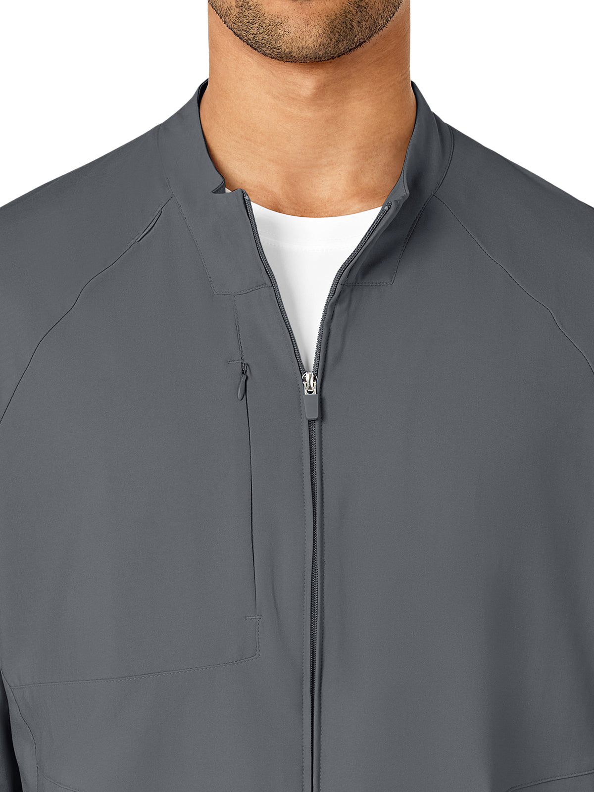 Men's Three-Pocket Zip-Front Warm-Up Scrub Jacket