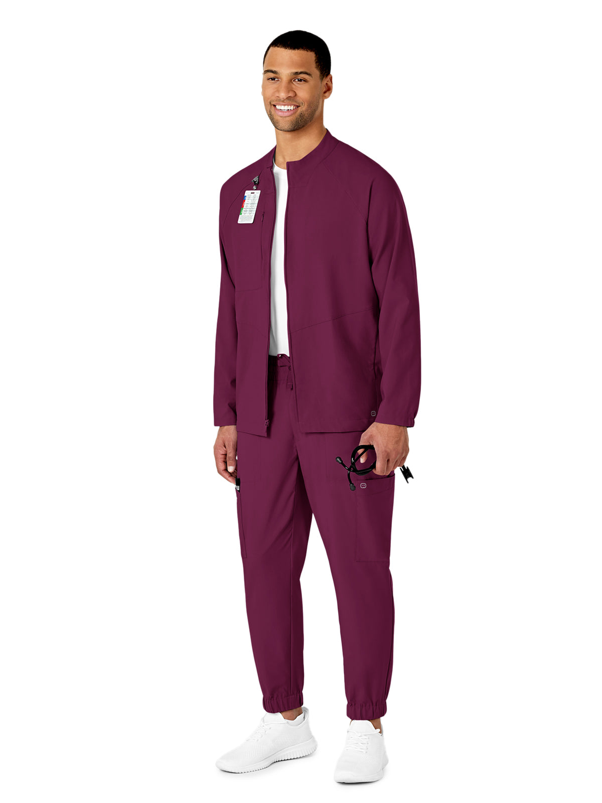 Men's Three-Pocket Zip-Front Warm-Up Scrub Jacket