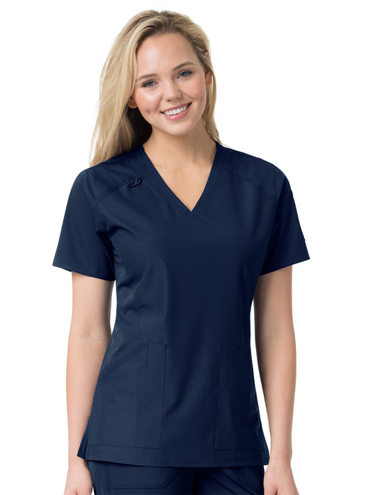 Women's Six-Pocket Modern Fit Twill V-Neck Top