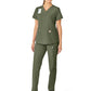 Women's Five-Pocket Modern Fit V-Neck Top - C12113 - Olive