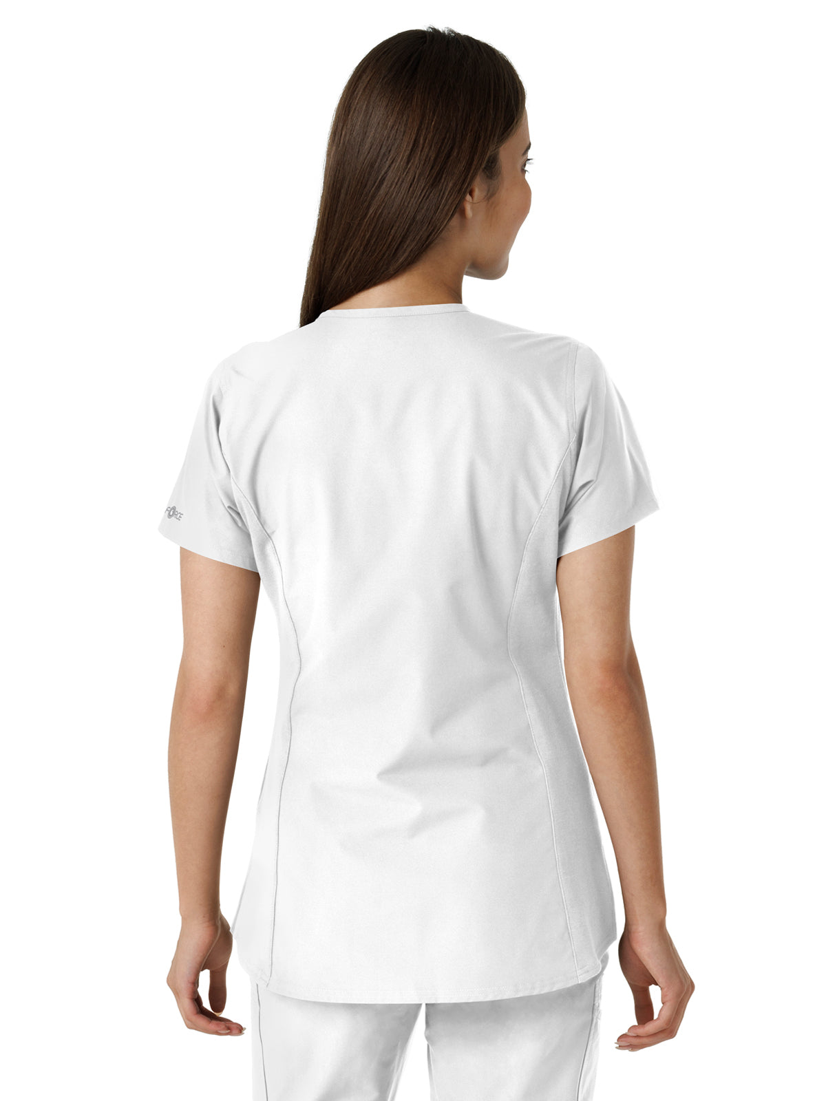 Women's Notch Neck Tunic Knit Panel Top - C12413 - White