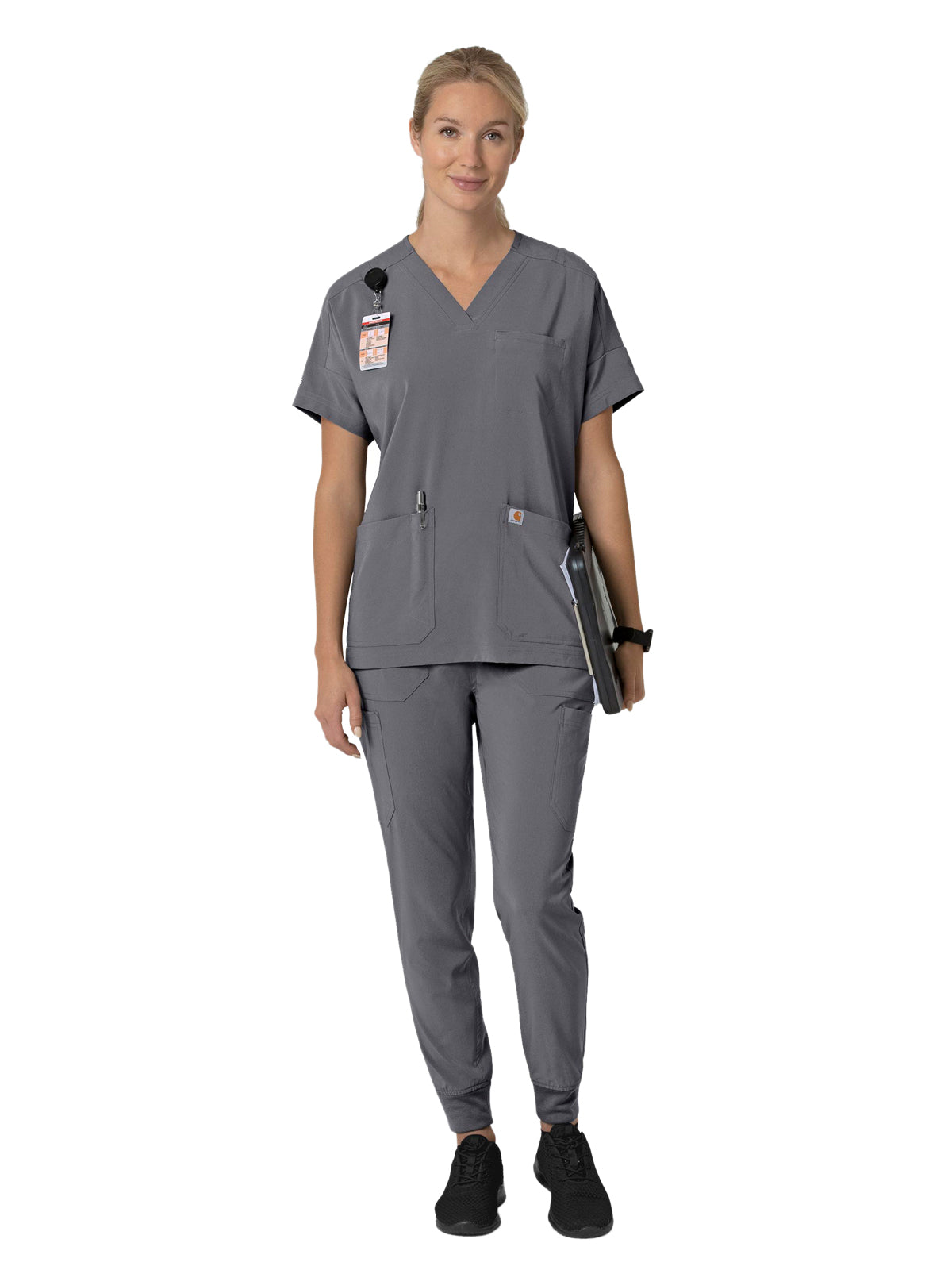 Women's Four-Pocket Oversized V-Neck Scrub Top