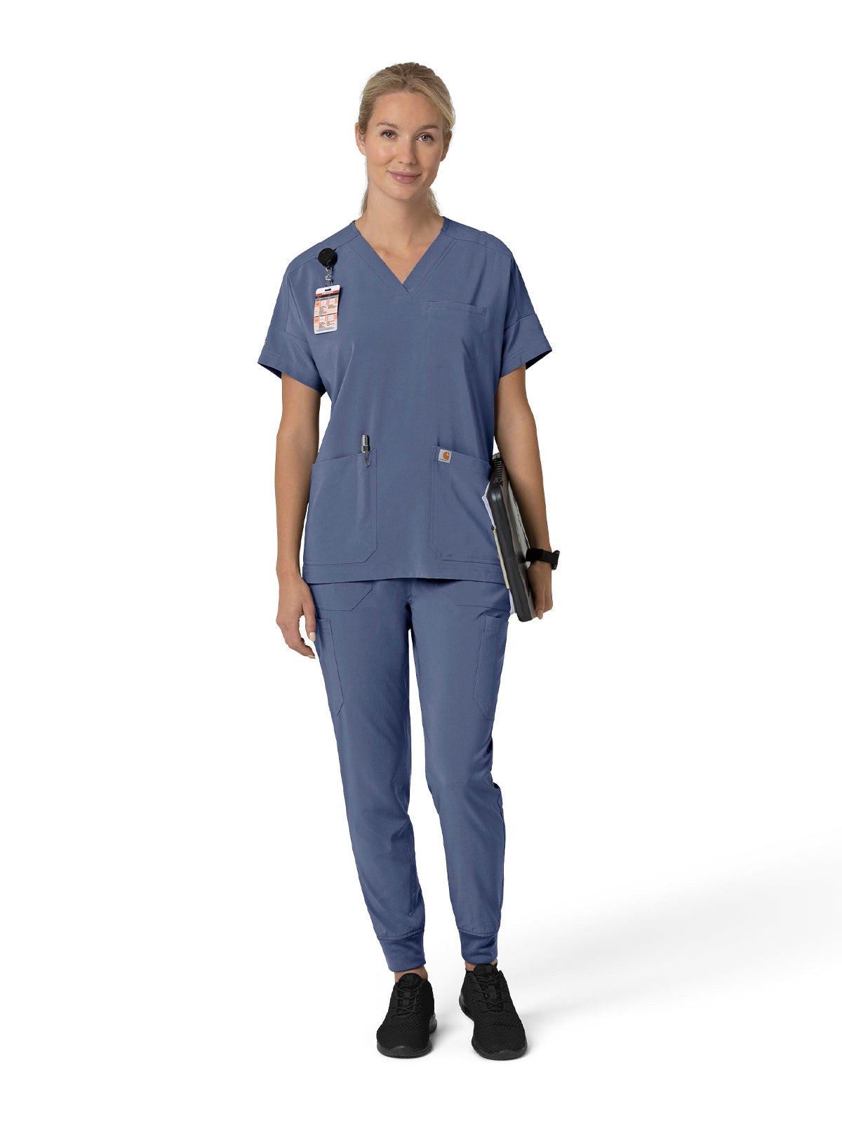 Women's Four-Pocket Oversized V-Neck Scrub Top