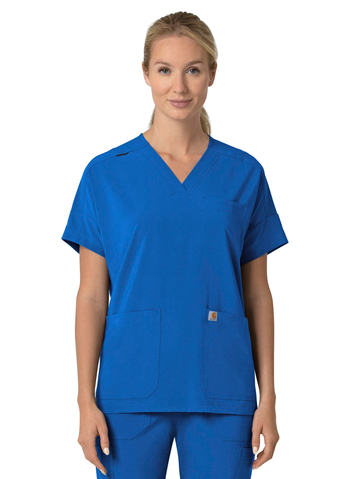 Women's Four-Pocket Oversized V-Neck Scrub Top