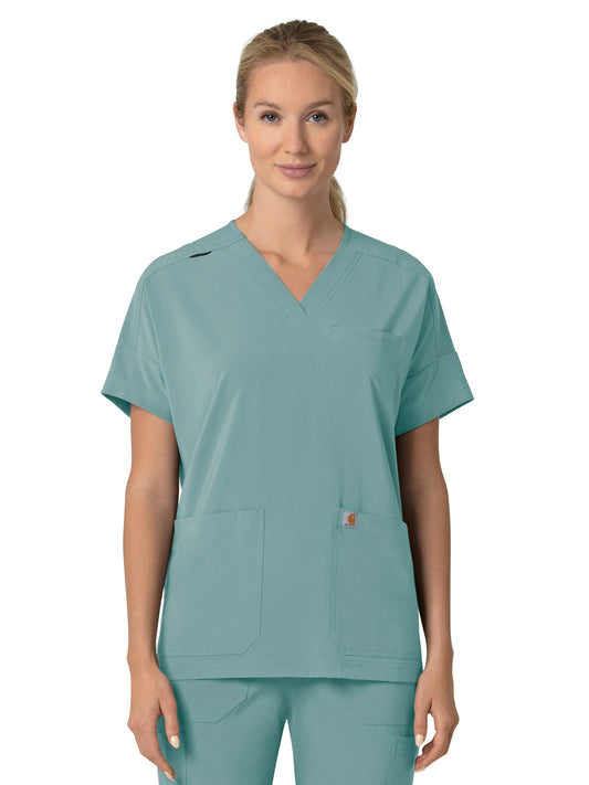 Women's Four-Pocket Oversized V-Neck Scrub Top