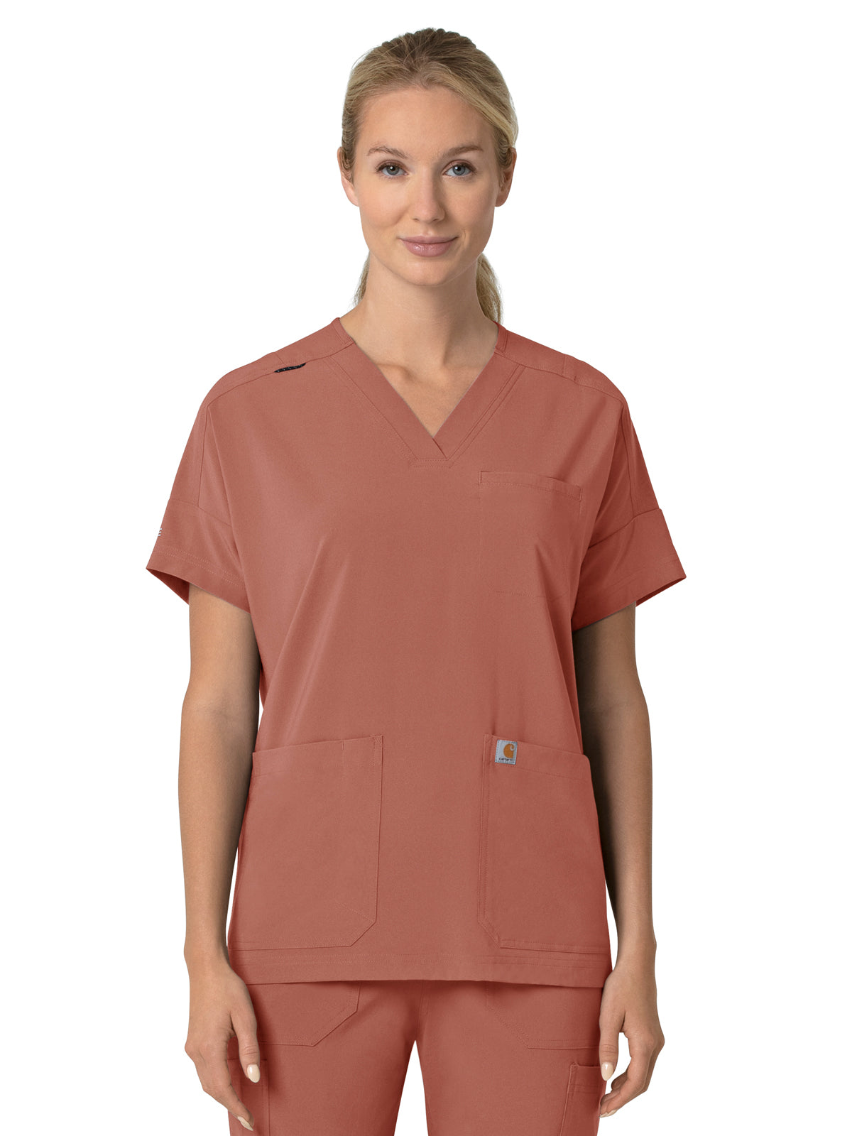 Women's Four-Pocket Oversized V-Neck Top