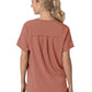 Women's Four-Pocket Oversized V-Neck Top