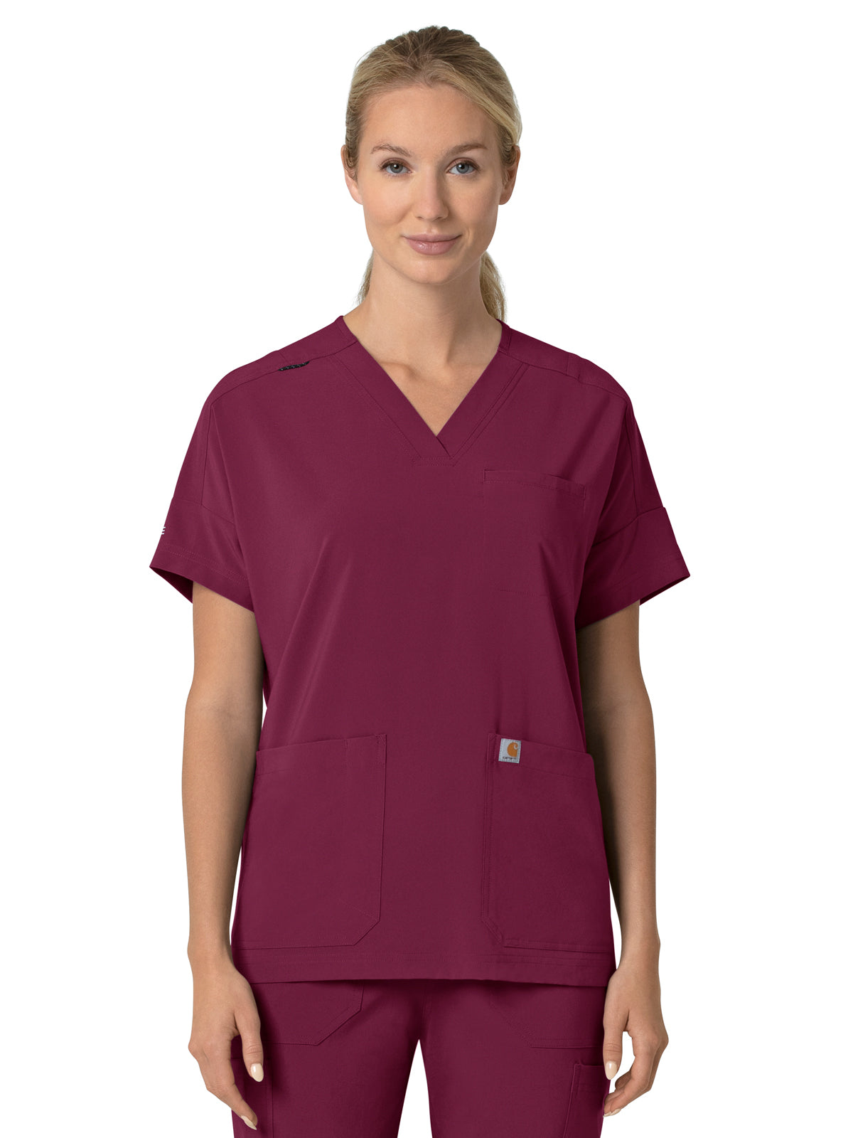 Women's Four-Pocket Oversized V-Neck Scrub Top