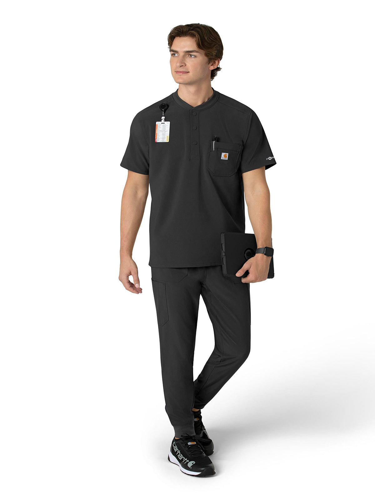 Men's Three-Pocket Henley Scrub Top