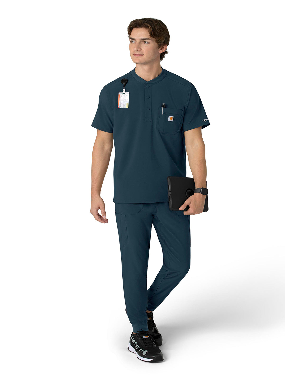 Men's Three-Pocket Henley Scrub Top