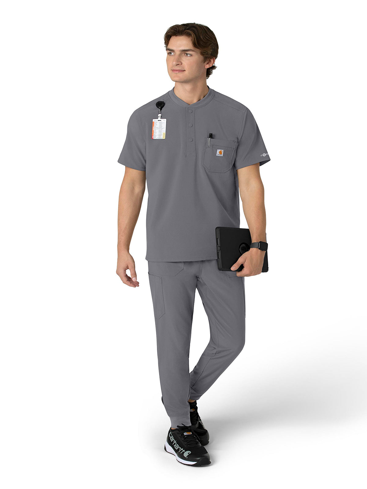 Men's Three-Pocket Henley Scrub Top