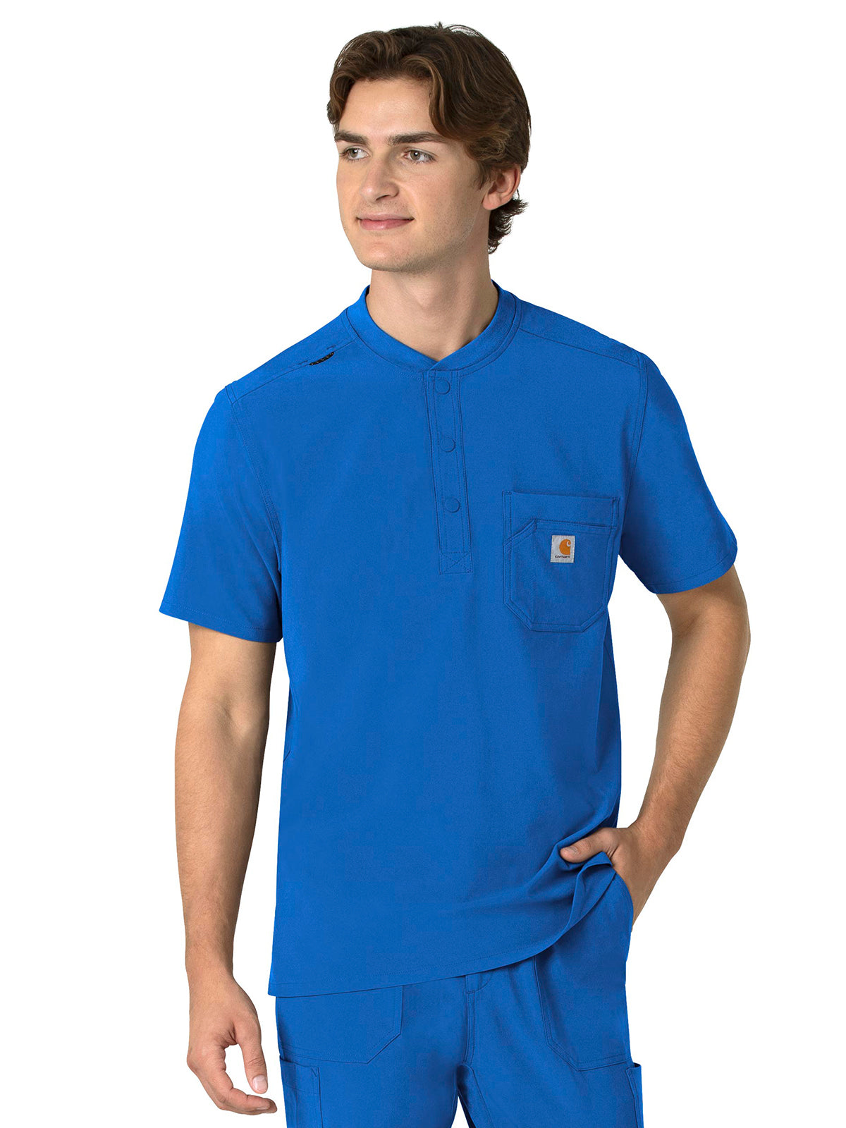 Men's Three-Pocket Henley Scrub Top