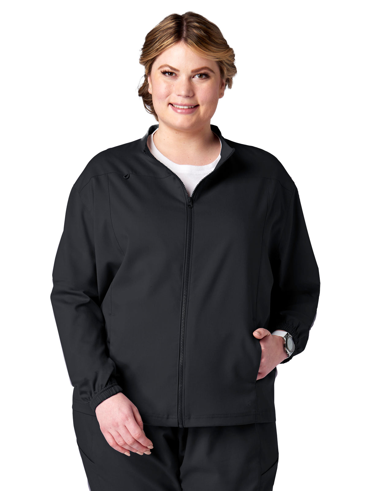 Unisex 2-Pocket Zip Front Scrub Jacket