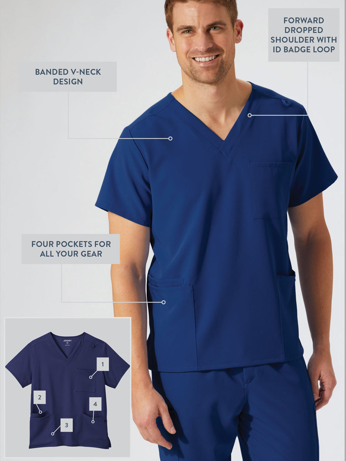 Unisex 4-Pocket V-Neck Scrub Top