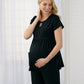 Women's 2-Pocket Empire Waist Maternity Top - 2461 - Black