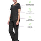Women's 2-Pocket Juliet Stylish V-Neck Top - 2245 - Black