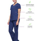 Women's 2-Pocket Juliet Stylish V-Neck Top - 2245 - Navy