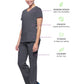 Women's 2-Pocket Juliet Stylish V-Neck Top - 2245 - Pewter