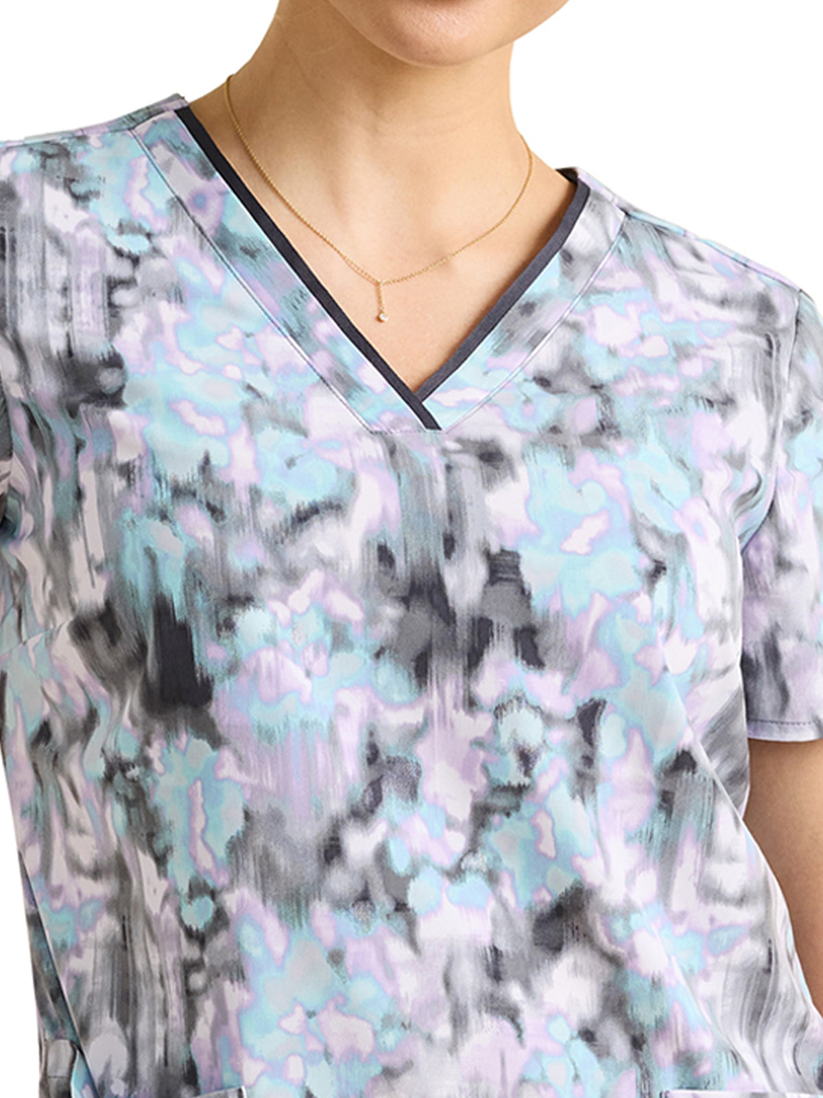 Women's V-Neck Print Scrub Top