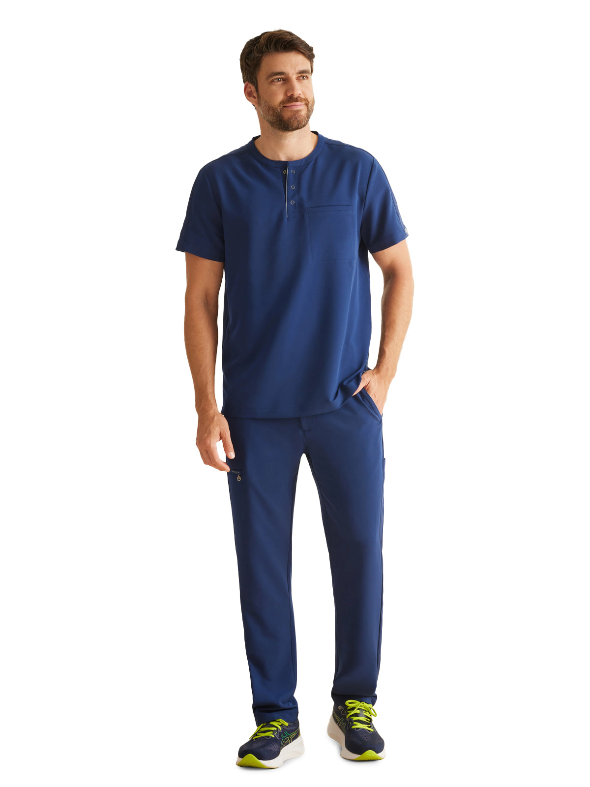 Men's 1-Pocket Mandarin Collar Scrub Top