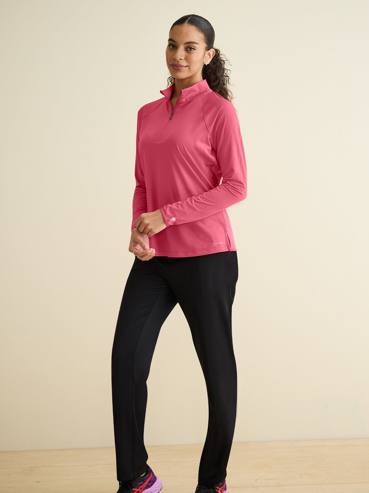 Women's Pocketless Quarter Zip Shirt