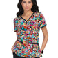 Women's 2-Pocket Henley Neckline Print Eve Scrub Top