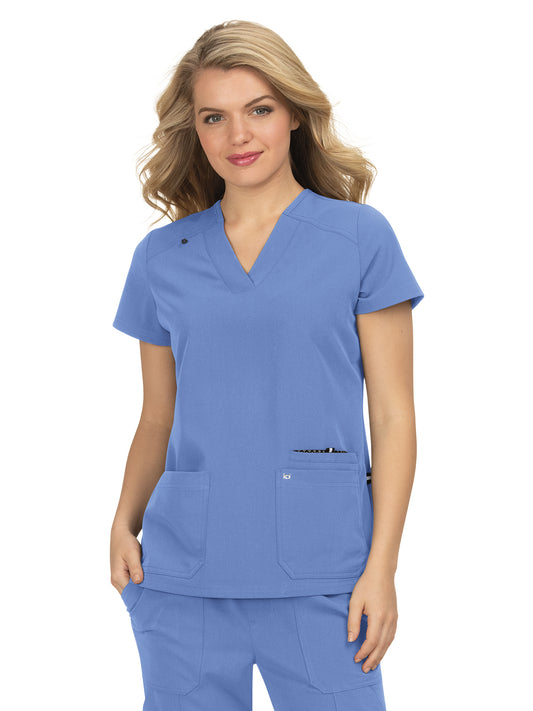 Women's 3-Pocket Wide V-Neck Stretch Hustle and Heart Scrub Top