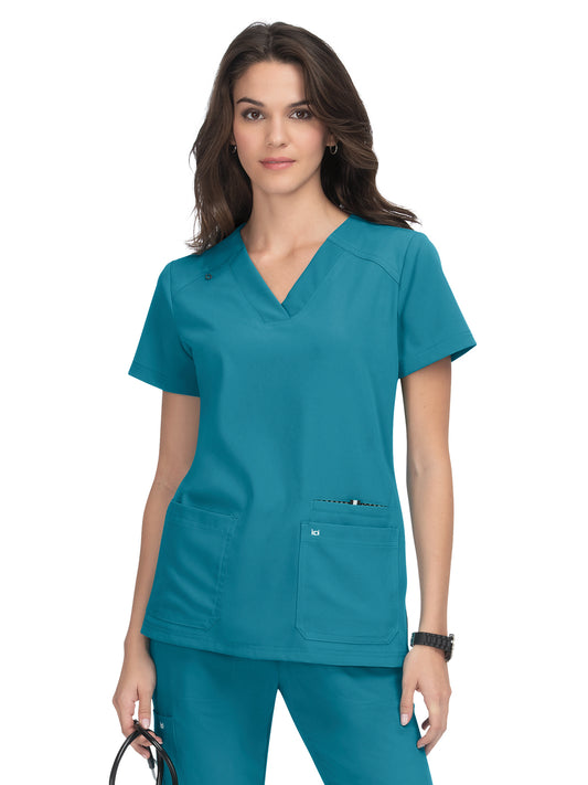 Women's 3-Pocket Wide V-Neck Stretch Hustle and Heart Scrub Top